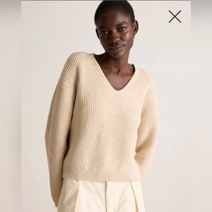 Quince Cream V-Neck Sweater